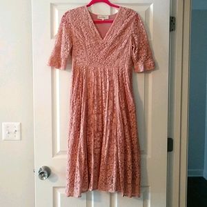 Blush Lace Midi Dress